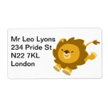 Cute Ecstatic Cartoon Lion Avery Label labels