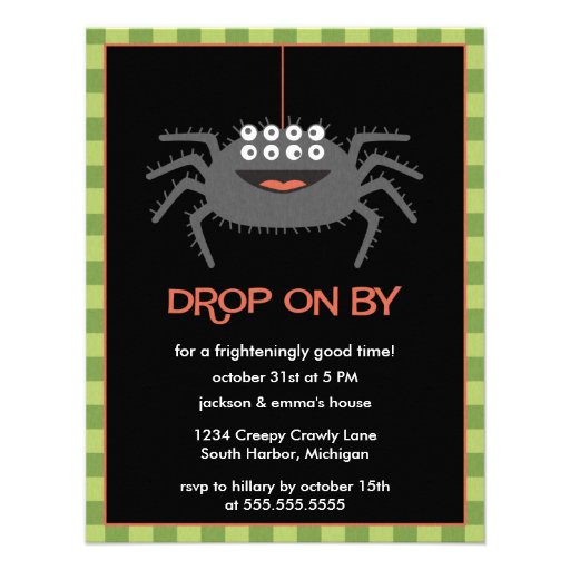 Cute Eight Eyed Spider Halloween Party Invitations