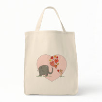 cute elephant and mouse valentine love vector canvas bags