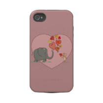 cute elephant and mouse valentine love vector tough iphone 4 case