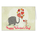 cute elephant and mouse valentine love vector II Greeting Card