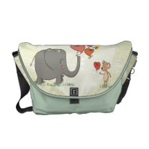 cute elephant and mouse valentine love vector II Courier Bag