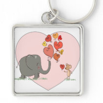 cute elephant and mouse valentine love vector keychains