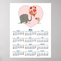 cute elephant and mouse valentine love vector poster