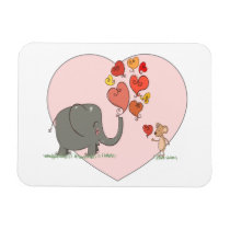 cute elephant and mouse valentine love vector rectangle magnet