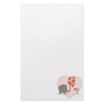 cute elephant and mouse valentine love vector stationery