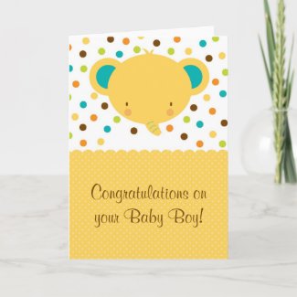 Cute Elephant Baby Boy Congratulations Greeting Ca card