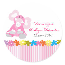 Cute Elephant Baby Shower Sticker - Customizable