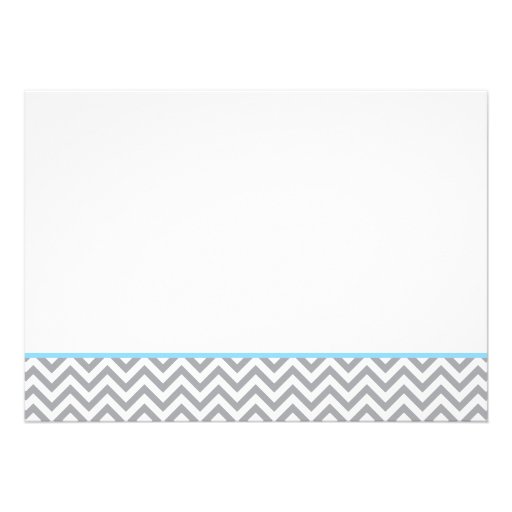 Cute Elephant Chevron Light Blue Baby Shower Announcements