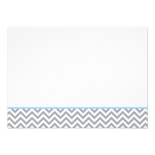 Cute Elephant Chevron Light Blue Baby Shower Personalized Invites