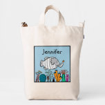 Cute Elephant Fish Scene with Coral Duck Bag