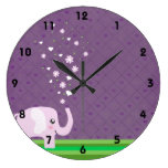 Cute elephant in girly pink & purple clocks