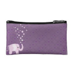 Cute elephant in girly pink & purple cosmetic bag