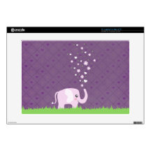 Cute elephant in girly pink & purple skin for laptop 