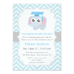 Cute Elephant Kids Kindergarten Graduation Party 4.5" X 6.25" Invitation Card