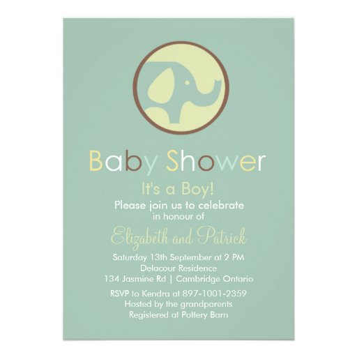 Cute Elephant Logo Baby Shower Invitation