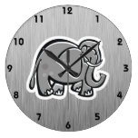 Cute Elephant; Metal-look Clocks
