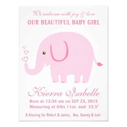announcement of new baby girl