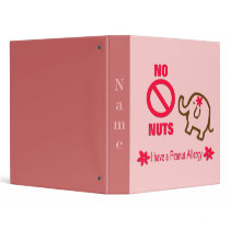 Cute Elephant No Nuts Peanut Allergy Binder