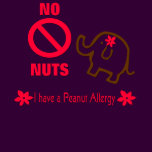 Cute Elephant NO NUTS Peanut Allergy Girls T-Shirt