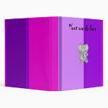 Cute elephant pink purple stripes binder