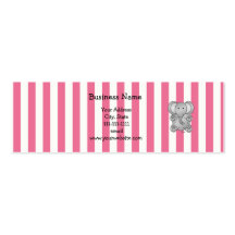 Cute elephant pink white stripes business card templates