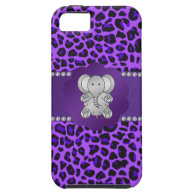 Cute elephant purple leopard iPhone 5 cases