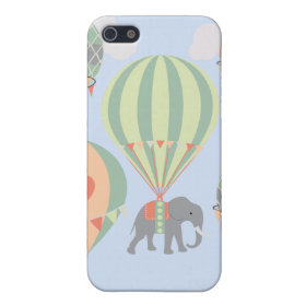 Cute Elephant Riding Hot Air Balloons Rising Cover For iPhone 5