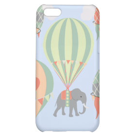 Cute Elephant Riding Hot Air Balloons Rising iPhone 5C Cover