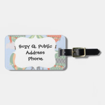 Cute Elephant Riding Hot Air Balloons Rising Travel Bag Tag