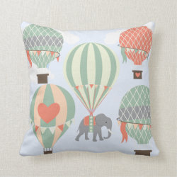 Cute Elephant Riding Hot Air Balloons Rising Pillows