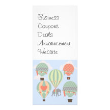 Cute Elephant Riding Hot Air Balloons Rising Custom Rack Card