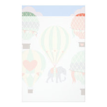 Cute Elephant Riding Hot Air Balloons Rising Personalized Stationery