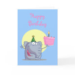 Cute Elephant with Birthday Cake cards