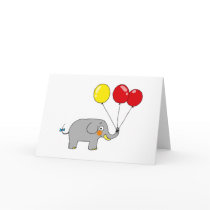Cute elephant with party balloons greeting card