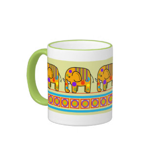 Cute Elephants and Retro circles Mug