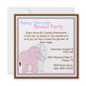 Cute Elephants Baby Gender Reveal Party Custom Announcements