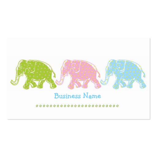 Cute Elephants Business Card (back side)