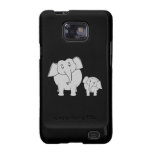 Cute Elephants. Cartoon on Black. Samsung Galaxy S Cover