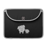 Cute Elephants. Cartoon on Black. Sleeve For MacBooks