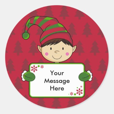 Cute Elf Christmas Gift Tag Sticker