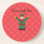Cute elf red snowflakes beverage coasters