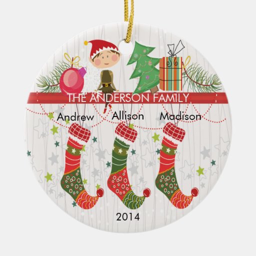 cute elf stockings family of 3 christmas ornament zazzle cute elf stockings family of 3 christmas ornament zazzle