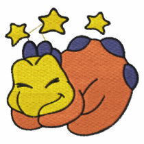 Cute Embroidered Baby Dino Sleeping Under Stars embroidered shirts