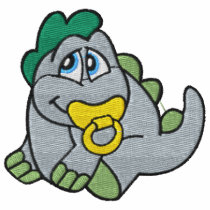 Cute Embroidered Baby Dino With Pacifier embroidered shirts