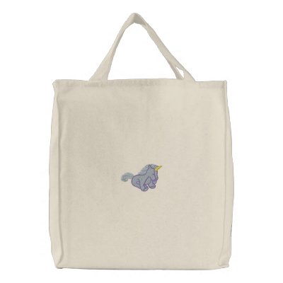Cute Embroidered Pastel Unicorn Canvas Bags by silly_strings