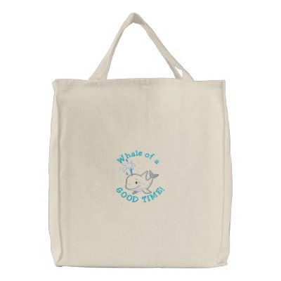 Cute Embroidered Whale of a Good Time! Embroidered Bag by silly_strings