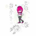 cute emo girl swirls vector illustration