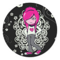 cute emo girl swirls vector illustration