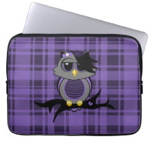 Cute Emo Owl and Plaid 13" Electronics Bag Computer Sleeves